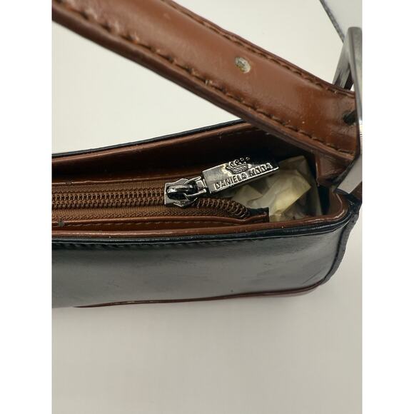 Daniela Moda Black & Brown Genuine Italian Leather Handbag NWT - Picture 9 of 16